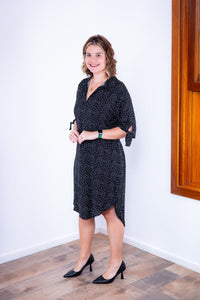 Vestido Bruna - Chemise Midi Gola V em Viscolinho - Naguirre Shop