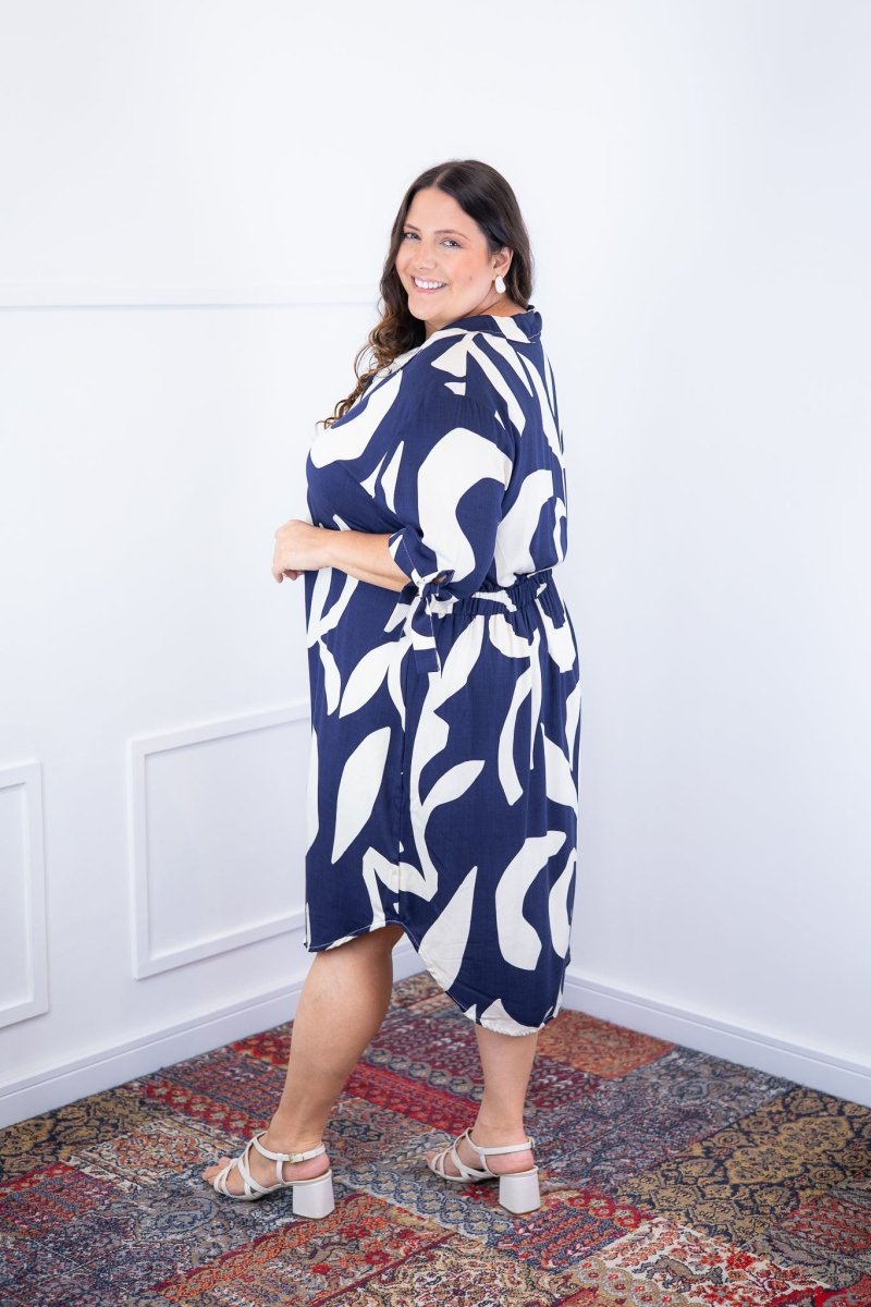 Vestido Bruna - Chemise Midi Gola V em Viscolinho - Naguirre Shop