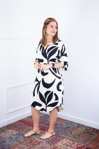 Vestido Bruna - Chemise Midi Gola V em Viscolinho - Naguirre Shop