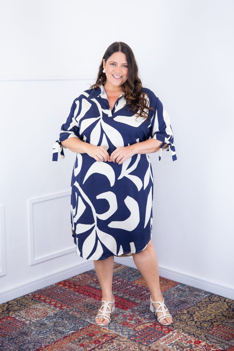 Vestido Bruna - Chemise Midi Gola V em Viscolinho - Naguirre Shop