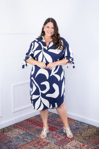 Vestido Bruna - Chemise Midi Gola V em Viscolinho - Naguirre Shop