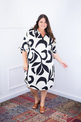 Vestido Bruna - Chemise Midi Gola V em Viscolinho - Naguirre Shop