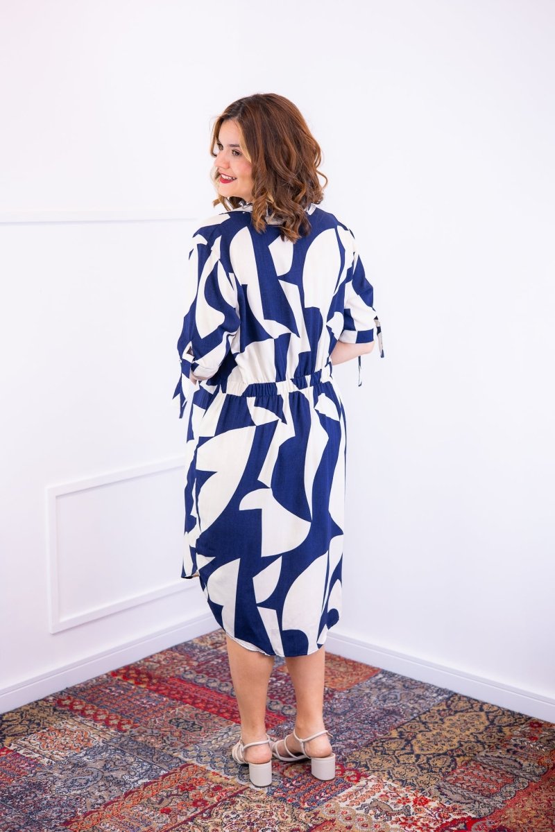 Vestido Bruna - Chemise Midi Gola V em Viscolinho - Naguirre Shop