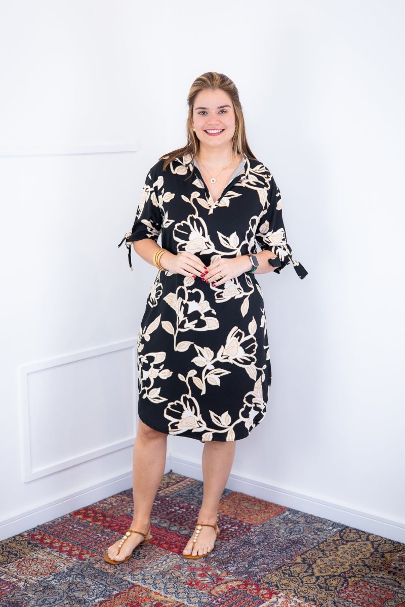 Vestido Bruna - Chemise Midi Gola V em Viscolinho - Naguirre Shop