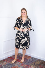Vestido Bruna - Chemise Midi Gola V em Viscolinho - Naguirre Shop