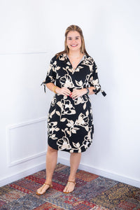 Vestido Bruna - Chemise Midi Gola V em Viscolinho - Naguirre Shop