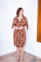 Vestido Bruna - Chemise Midi Gola V em Viscolinho - Naguirre Shop