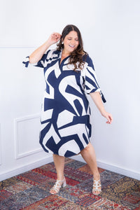 Vestido Bruna - Chemise Midi Gola V em Viscolinho - Naguirre Shop