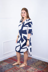 Vestido Bruna - Chemise Midi Gola V em Viscolinho - Naguirre Shop