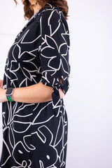 Vestido Bruna - Chemise Midi Gola V em Viscolinho - Naguirre Shop