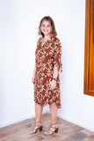 Vestido Bruna - Chemise Midi Gola V em Viscolinho - Naguirre Shop