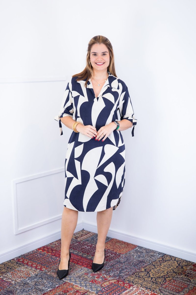 Vestido Bruna - Chemise Midi Gola V em Viscolinho - Naguirre Shop