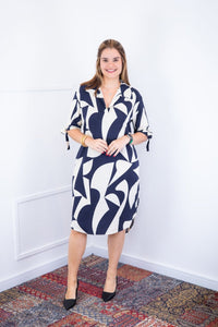 Vestido Bruna - Chemise Midi Gola V em Viscolinho - Naguirre Shop