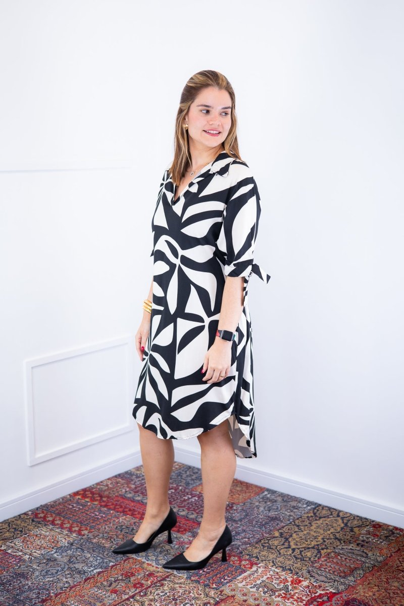 Vestido Bruna - Chemise Midi Gola V em Viscolinho - Naguirre Shop