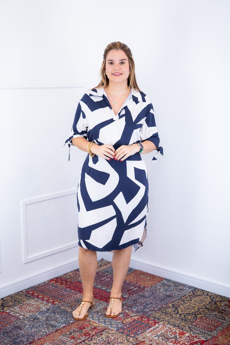 Vestido Bruna - Chemise Midi Gola V em Viscolinho - Naguirre Shop