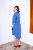 Vestido Bruna - Chemise Midi Gola V em Viscolinho - Naguirre Shop