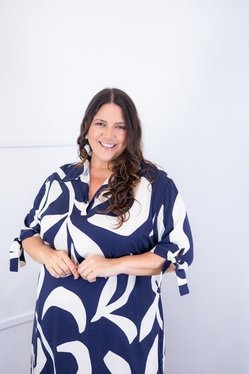 Vestido Bruna - Chemise Midi Gola V em Viscolinho - Naguirre Shop