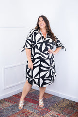 Vestido Bruna - Chemise Midi Gola V em Viscolinho - Naguirre Shop