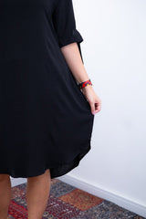 Vestido Bruna - Chemise Midi Gola V em Viscolinho - Naguirre Shop