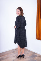Vestido Bruna - Chemise Midi Gola V em Viscolinho - Naguirre Shop