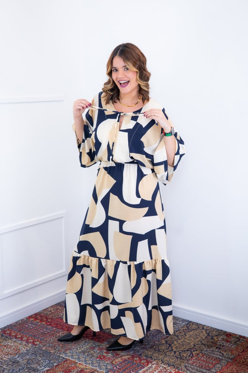 Vestido Celina – Manga Japonesa Longo em Crepe Fluido - Naguirre Shop