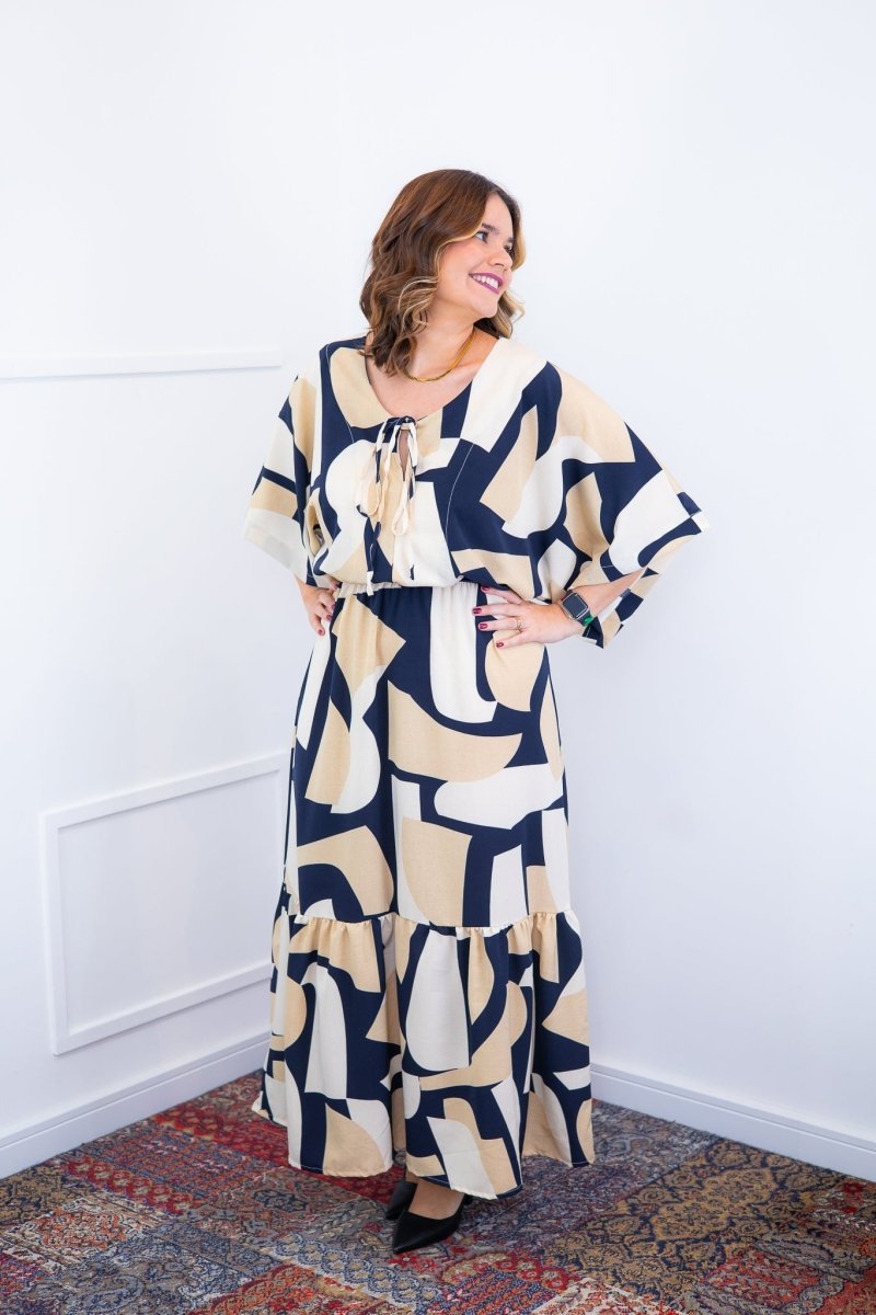 Vestido Celina – Manga Japonesa Longo em Crepe Fluido - Naguirre Shop