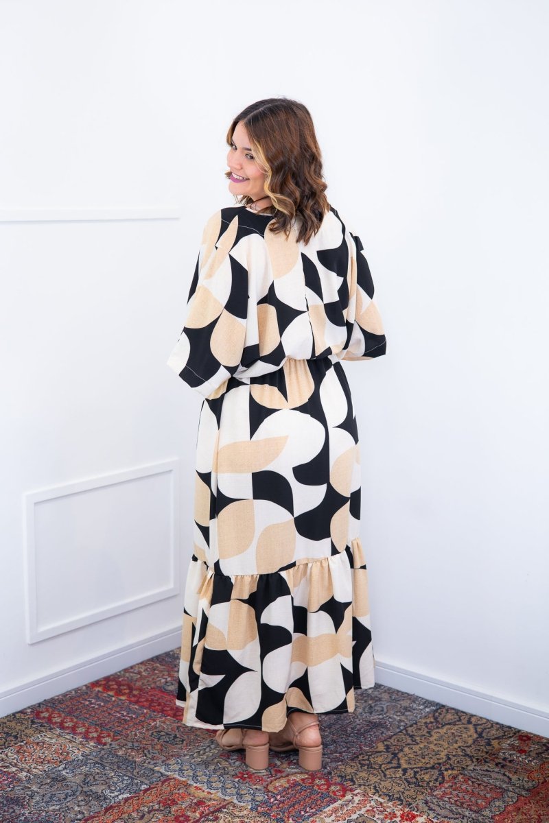 Vestido Celina – Manga Japonesa Longo em Crepe Fluido - Naguirre Shop