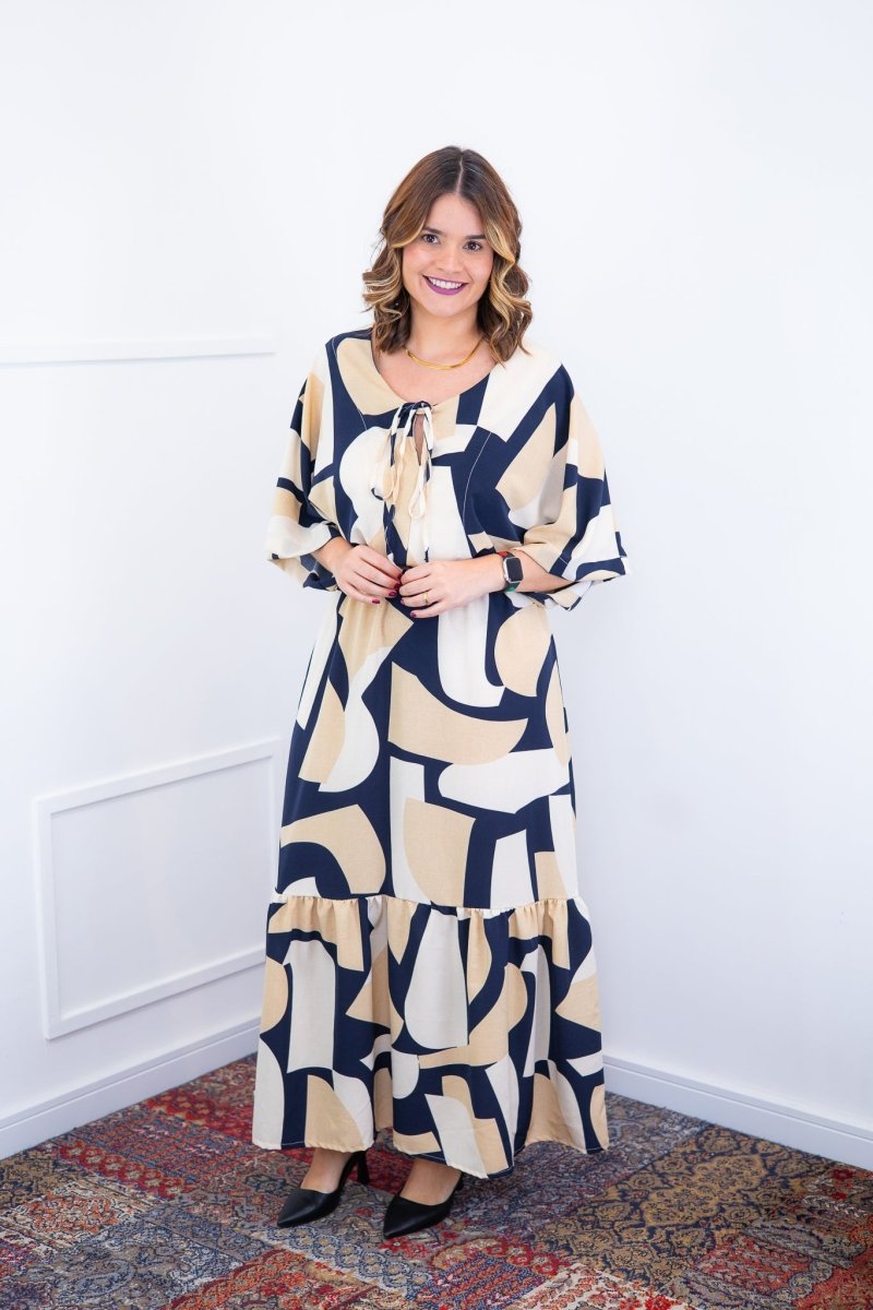 Vestido Celina – Manga Japonesa Longo em Crepe Fluido - Naguirre Shop