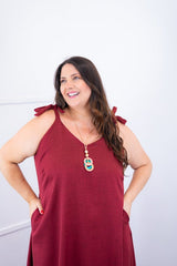 Vestido Dandara - Midi de Alça Decote V em Linho Light - Naguirre Shop