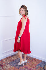 Vestido Dandara - Midi de Alça Decote V em Linho Light - Naguirre Shop