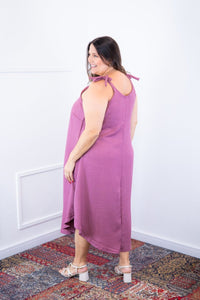 Vestido Dandara - Midi de Alça Decote V em Linho Light - Naguirre Shop
