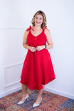 Vestido Dandara - Midi de Alça Decote V em Linho Light - Naguirre Shop