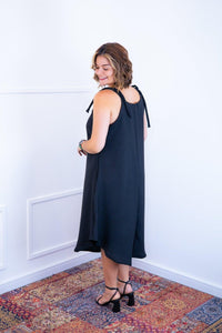 Vestido Dandara - Midi de Alça Decote V em Linho Light - Naguirre Shop