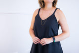 Vestido Dandara - Midi de Alça Decote V em Linho Light - Naguirre Shop