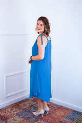 Vestido Dandara - Midi de Alça Decote V em Linho Light - Naguirre Shop