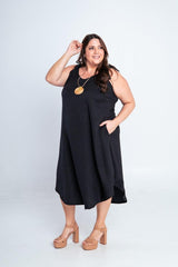 Vestido Dandara - Midi de Alça Decote V em Linho Light - Naguirre Shop