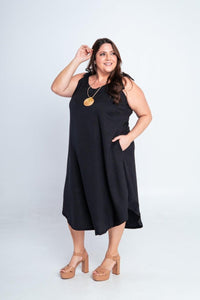 Vestido Dandara - Midi de Alça Decote V em Linho Light - Naguirre Shop