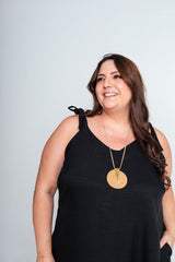 Vestido Dandara - Midi de Alça Decote V em Linho Light - Naguirre Shop