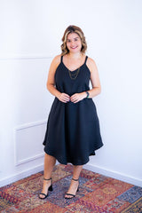 Vestido Dandara - Midi de Alça Decote V em Linho Light - Naguirre Shop