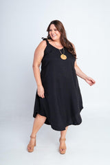 Vestido Dandara - Midi de Alça Decote V em Linho Light - Naguirre Shop