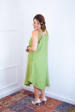 Vestido Dandara - Midi de Alça Decote V em Linho Light - Naguirre Shop