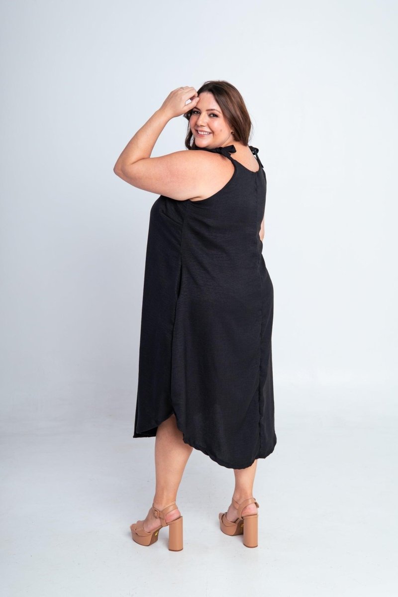 Vestido Dandara - Midi de Alça Decote V em Linho Light - Naguirre Shop