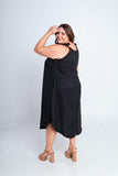 Vestido Dandara - Midi de Alça Decote V em Linho Light - Naguirre Shop