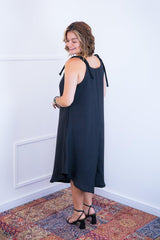 Vestido Dandara - Midi de Alça Decote V em Linho Light - Naguirre Shop