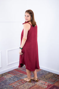 Vestido Dandara - Midi de Alça Decote V em Linho Light - Naguirre Shop