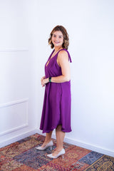 Vestido Dandara - Midi de Alça Decote V em Linho Light - Naguirre Shop