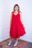 Vestido Dandara - Midi de Alça Decote V em Linho Light - Naguirre Shop