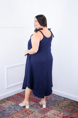 Vestido Dandara - Midi de Alça Decote V em Linho Light - Naguirre Shop