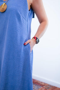 Vestido Dandara - Midi de Alça Decote V em Linho Light - Naguirre Shop