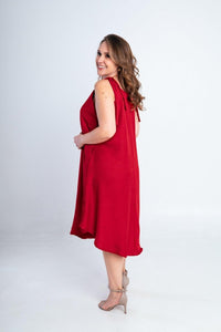 Vestido Dandara - Midi de Alça Decote V em Linho Light - Naguirre Shop